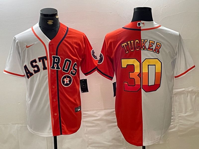 Men Houston Astros #30 Tucker White orange Nike 2024 MLB Jersey style 3->houston astros->MLB Jersey